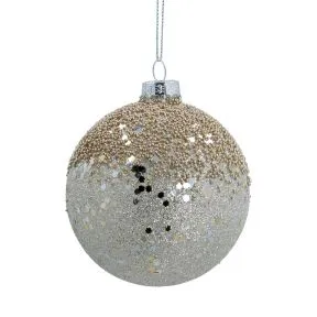 Gisela Graham Crushed Gold and Silver Bead Glass Ball