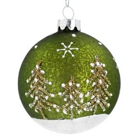 Mottled Green with White Sparkling Bauble