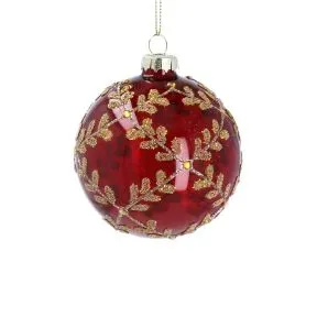 Antique Red Glass Ball with Gold Leaf