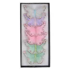Gisela Graham Pastel Fabric Butterfly Clip Pack/6