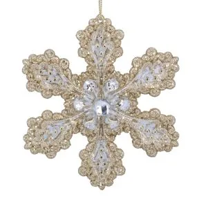 Gold acrylic snowflake diamante finish