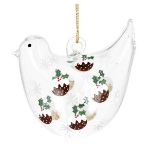 Christmas Pudding Glass Bird