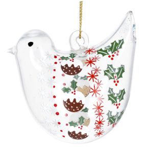Holly and Pudding Glass Bird