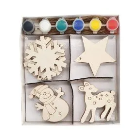 Gisela Graham Paint Your Own Wood Snowflake/Star/Snowman/Deer
