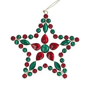 Red & Green Jewel Wire Star Decoration