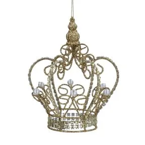 Gold Glitter Wire Crown with Pearl Detail