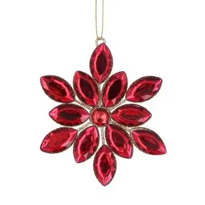 Red Jewels Snowflake Decoration