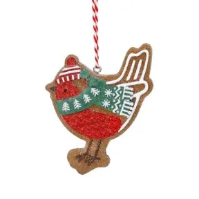 Gingerbread Style Robin with Red  Scarf