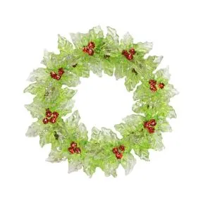 Acrylic Holly Berry Wreath with silver glitter finish