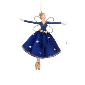 Gisela Graham Blue Velvet Dress Fairy