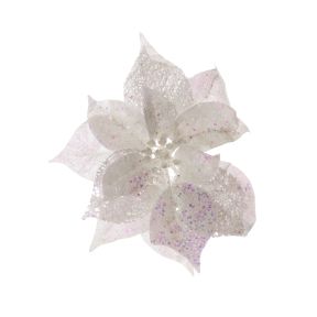 White glitter clip on poinsettia