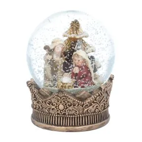 Gisela Graham Nativity in Gold Crown Snow Dome