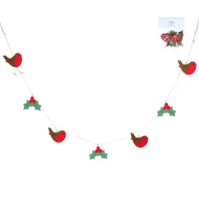 Robin and Holly Wooden Garland.