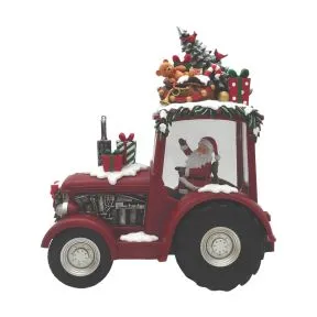 LED Santa In Tractor Spinner 25cm