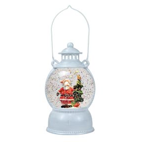 White Lantern Spinner With Father Christmas & Christmas Tree