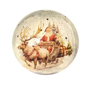 Light Up Santa in his Sleigh Crackle Ball