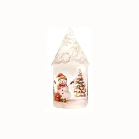 Snowman with Tree Light Up Glass House