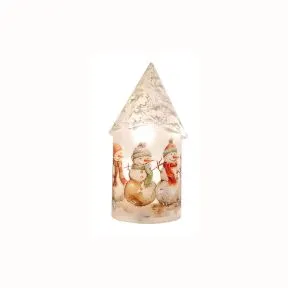 Three Snowmen Light Up Glass House