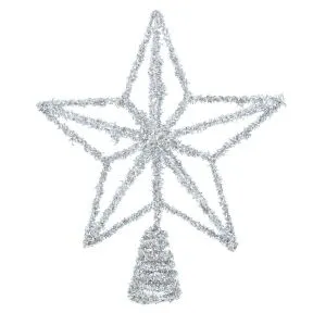 Silver Tinsel/Wire 5-Point Star Tree Topper
