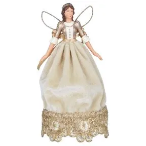 Cream and Gold Velvet Fairy Tree Topper Small