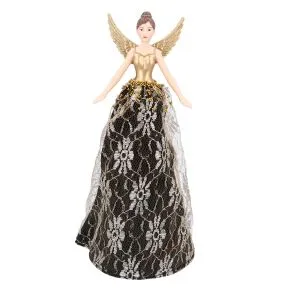 Gold Lace and Black Velvet Resin Fairy Tree Topper Small