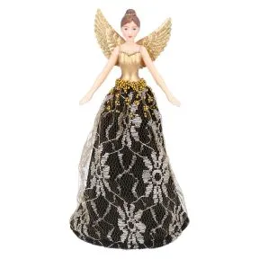 Gold Lace and Black Velvet Resin Fairy Tree Topper Large