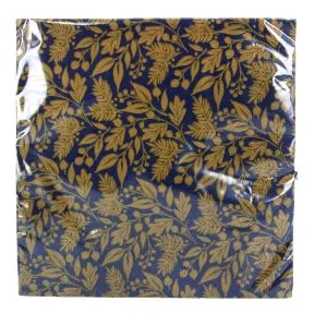 Blue/Gold Leaf Paper Napkins Pack/20