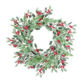 Varigated Holly/Red Berry Wreath
