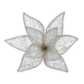 Sheer Gold Fabric Poinsetta Clip