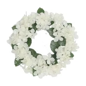 White Hydrangea Fabric Candle Ring Lge