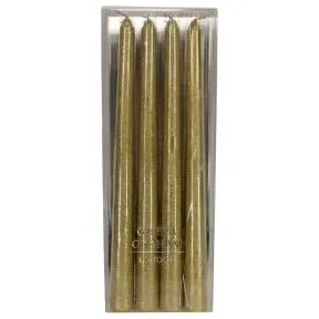 Gold Dipped Wax Taper Candle Pack/4