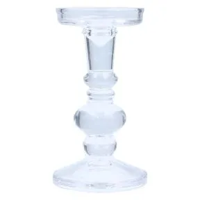 Clear Glass Ball Candlestick Lge