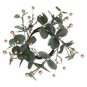 Eucalyptus/Gold Berry Candle Ring Lge