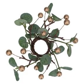 Eucalyptus/Gold Berry Candle Ring Sml