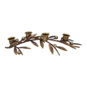 Gisela Graham Antique Gold Sprig & Berries Candlelabra