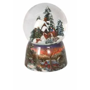 Winter House & Carriage Porcelain Snow Globe