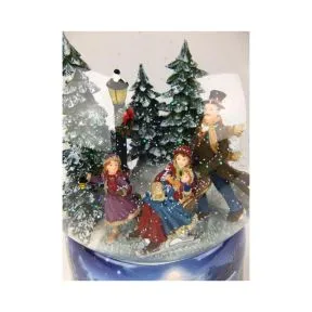 Skaters with Sledge Snow Globe
