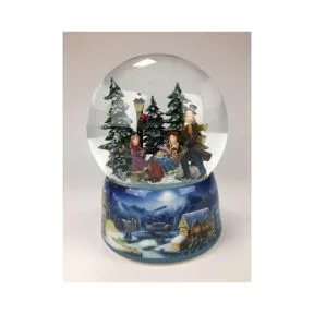 Skaters with Sledge Snow Globe