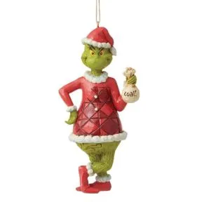 Grinch with bag of Coal Hanging Ornament