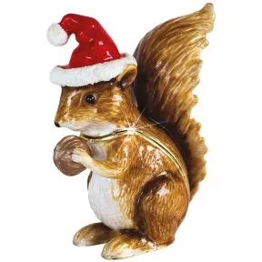 Red Squirrel Christmas Trinket Box