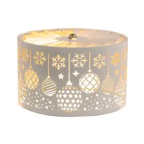 White & Gold Bauble Candle Carousel Shade