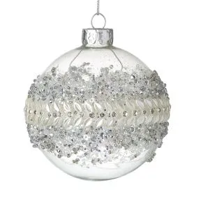 A Clear Glass Beaded Bauble