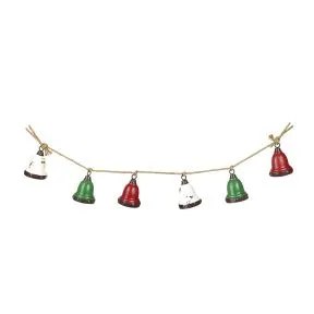 Red White and Green Metal Bell Garland