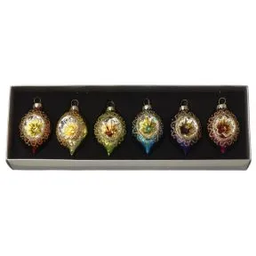 Multicoloured Glass Ornament Bauble Set
