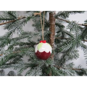 CHristmas Pudding Ceramic Tree Decoration