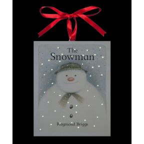The Snowman Light Up Canvas with Red Ribbon Hanger.