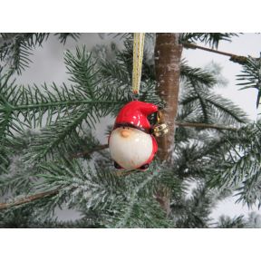 Small ceramic santa tree decoration with bell.