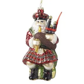 Glass Santa With Bagpipes