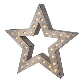 Wooden Cut Out Star With Leds