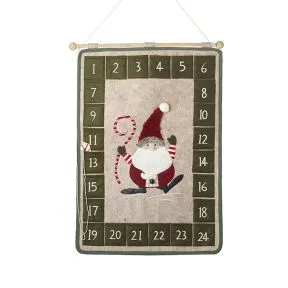 Santa Hanging  Fabric Green Calendar